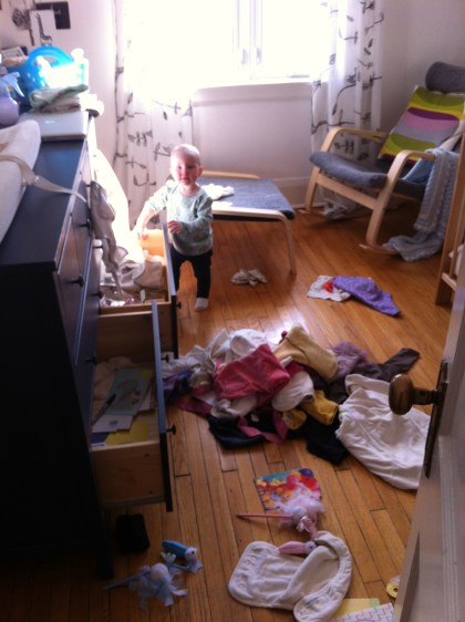 Linden helping me "organize."