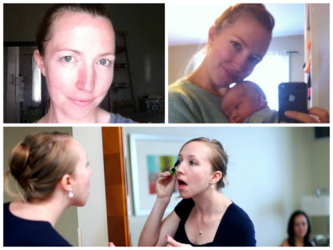 Makeup Free (top left), daily makeup (top right), getting ready for a wedding (bottom)